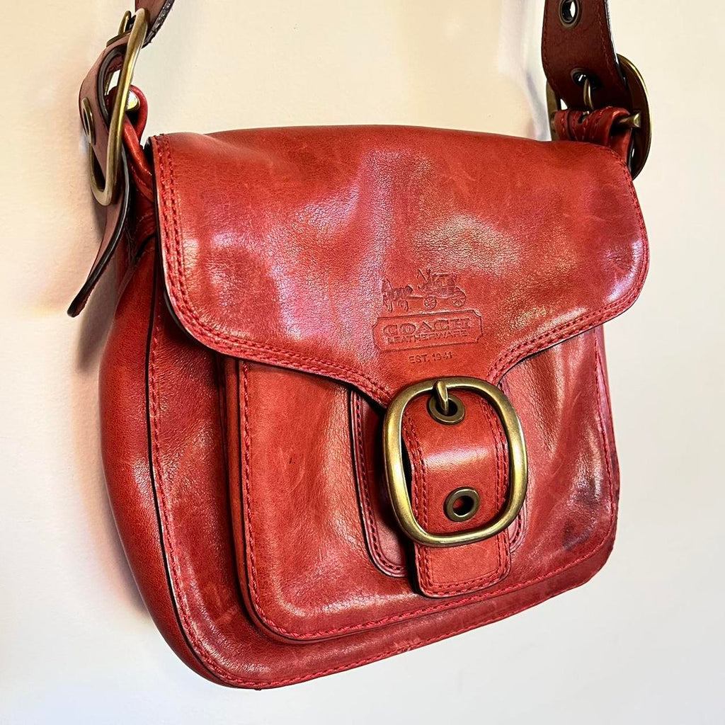 Vintage Coach Mini Crossbody Bag Burgundy Leather 645-6813, Boho Hippie  Purse